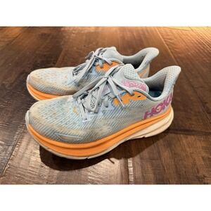 Hoka W One One Clifton 9 Running Sneakers 1127896 Airy Blue Womens Size 7B
